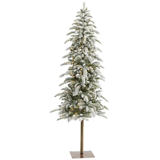 6.5Ft Pre-Lit Washington Alpine Artificial Christmas Tree, White Warm LED Lights By Nearly Natural in Green | 6.5 ft | Michaels®